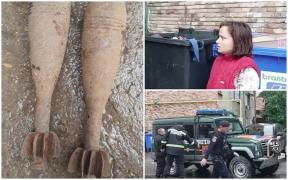 O grenadă şi două proiectile, găsite în apropierea unui bloc din Drobeta. O tânără le-a văzut lângă ghenă, când ducea gunoiul
