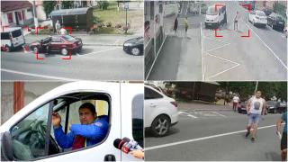 "Ce Dumnezeu faci, măi, omule? Mă omori în maşină!". Doi bărbați au atacat cu bâtele un microbuz plin cu călători