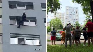 Filmul incidentului din Timişoara. Cum a fost salvat un militar care ameninţa de 24 de ore că se sinucide: "Dacă mă simţea, putea să mă prindă şi cădeam amândoi"