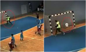 Imagini şocante la un meci de handbal în Târgu Jiu. Portarul, la un pas să fie ucis, după ce un reflector a căzut razant pe lângă el