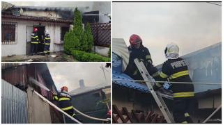 Patru case, distruse de flăcări în Galați. Pompierii au intervenit cu 10 autospeciale pentru a stinge incendiul