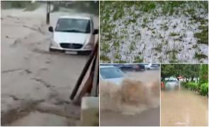"Ne inundă, mă! Dă şi gheaţă! Potop!'' Vestul ţării, măturat de vijelii. Oamenii îşi numără pagubele, după ce s-au trezit cu grindină cât oul de prepeliţă