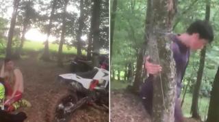 Doi motociclişti s-au rănit grav după ce s-au agăţat într-o sârmă pusă între doi copaci, în Hunedoara. Unul are răni grave la gât