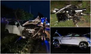 Un șofer a făcut prăpăd cu bolidul pe un drum din Corbeanca. A pus la pământ mai mulți copaci şi s-a oprit într-un stâlp