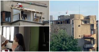 Un bloc din Bucureşti, monument istoric, "mutilat" de un locatar. Vecinii au sesizat poliţia, dar proprietarul e relaxat: "Vedem ce vorbim şi asta e"