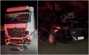 Tânăr scos inconștient din mașina spulberată de TIR, pe un drum din Cluj. Accident cumplit la Izvoru Crișului