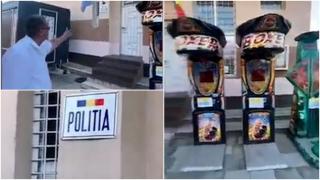 Aparate de box, terasa cu mici și bere, amplasate la intrarea unui sediu de poliție din Gorj. Reacția localnicilor: "Circ și panaramă"