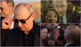 Putin face o baie de mulţime în sudul Rusiei. A aranjat uniforma unui soldat şi a sărutat pe frunte o tânără venită să-l vadă