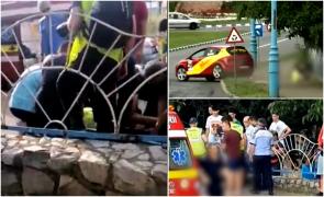 La un pas de tragedie: O mașină de raliu a lovit un tânăr de 17 ani, la Drobeta-Turnu Severin. Momentul şocant, filmat