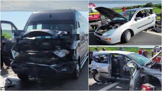 Accident grav între două vehicule pe autostrada A3. Mai multe persoane rănite, după ce un microbuz din Ucraina a lovit puternic din spate o maşină