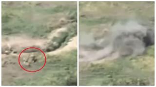 Momentul în care soldaţii ucraineni sar, fără să ştie, în tranşee minate de ruşi şi declanşează explozii în lanţ. Scene cumplite pe frontul de sud