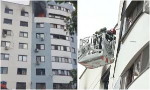 Apartament în flăcări, la etajul şapte al unui bloc din Iaşi. Zece oameni au avut nevoie de ajutorul pompierilor pentru a ieşi din case