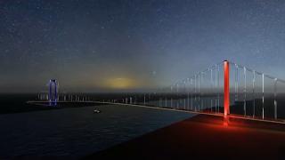 Podul de la Brăila, iluminat în culorile drapelului național. De când se vor putea bucura şoferii de spectacolul de lumini unic