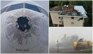 Furtunile fac ravagii în Italia. Un Boeing 767 a fost lovit de grindină după decolarea de pe aeroportul Malpensa din Milano