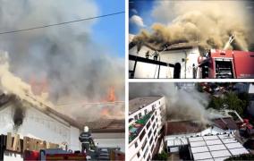 "La Butoaie", un cunoscut restaurant din Piteşti, distrus de un incendiu de proporţii: "Mi-a zis soţia că simte fum, i-am zis că i se pare". 79 de oameni, evacuaţi de urgenţă