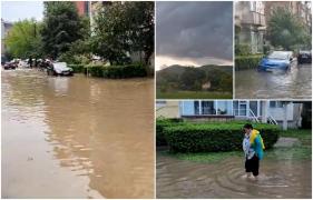 "Vai de mine!" Prăpăd după codul roșu de vreme severă. În Deva, oamenii au rămas blocați în mijlocul puhoaielor