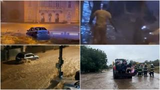 "Într-un minut vine peste noi! Vai de capul meu!" Potop în Tulcea după o ploaie de cod portocaliu. Mașini, curți și străzi, distruse de ape