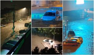"Nu pot să cred aşa ceva!" Potop în Tulcea, după o ploaie torențială de jumătate de oră. Mașini luate de ape pe străzi, a fost emis mesaj RO-Alert