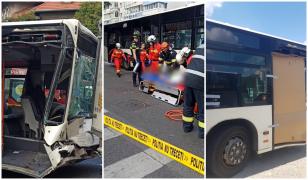 Accident STB în Capitală. Şoferului i s-ar fi făcut rău la volan. Cât de avariat e autobuzul