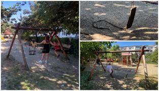 Fetiţă din Bacău, rănită după ce leagănul s-a rupt cu ea şi un şurub de metal i-a căzut în cap. "Putea să i se înfigă în ochi, în gură"