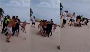 "Haideți, băăă, c-avem bătaie!" Imagini de la bătaia dintre turişti şi jandarmi pe plaja din Costineşti