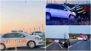 Doi răniți după accidentul dintre o autospecială de poliție și o mașină, în Galați. Agenții aveau sirenele pornite când au fost loviți de un șofer de 46 de ani