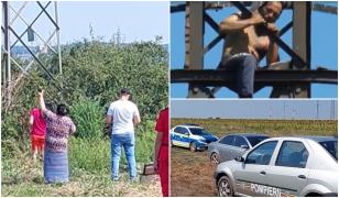 Tânărul supărat că l-a părăsit iubita nu s-a mai dat jos de pe stâlp de 36 de ore. Nici mama lui nu l-a convins să revină cu picioarele pe pământ