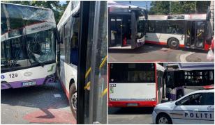 "A venit de sus şi a dat în ăsta care mergea drept". Cum a fost posibil accidentul dintre două autobuze, în Piteşti. Şoferii au ajuns la spital