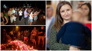"Nu poți să lași un om să moară ca un câine". Protest cu sute de persoane și altar de lumânări pentru Alexandra. Tânăra mămică va fi dusă azi pe ultimul drum
