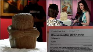 "Sărutul" lui Brâncuşi poate fi admirat la Bucureşti. Condiţiile speciale în care sculptura de 22 de milioane de dolari a fost adusă din Craiova
