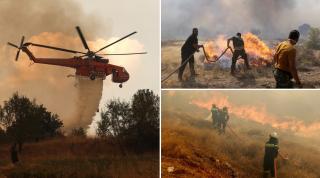Pompieri și voluntari se chinuie zi și noapte să stingă incendiile, în Grecia: "Dumnezeu nu te abandonează niciodată dacă lupţi"