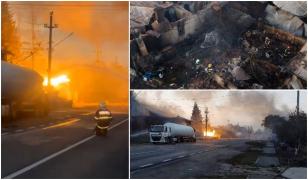 Surse: La Crevedia au rămas 2 cisterne fisurate care scapă gaz. Anchetatorii au recuperat înregistrările video care ar putea face lumină în caz