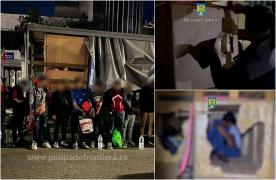 Migranţi ascunşi în cutii, la Vama Nădlac. Momentul când poliţiştii descoperă 16 bengalezi înghesuiţi în lăzi de carton