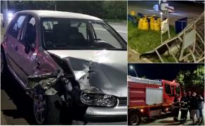 Vitezoman, la un pas de moarte după ce s-a oprit cu maşina într-un suport de butelii, în Mehedinţi. 3 dintre recipiente erau pline cu gaz