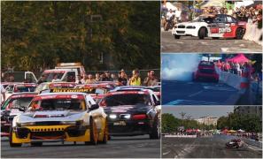 Spectacol la 140 km/oră, în centrul Capitalei. Piloţii din 6 ţări s-au întrecut în drifturi pentru a câştiga marele premiu, o maşină de curse