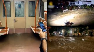Furtuna "Dana" a adus potopul în Spania. Momente de groază la metroul din Madrid. Apa a luat totul în calea sa