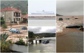 Prăpăd în Grecia. Mai mulți români au rămas blocați pe un feribot, care nu poate andoca din cauza valurilor uriaşe