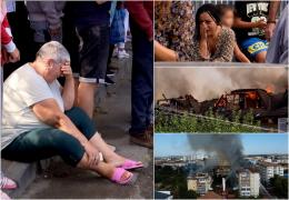 Filmul incendiului din Craiova, unde localnicii s-au panicat şi au sărit la scandal cu pompierii. "Deci, rămân fără casă!"
