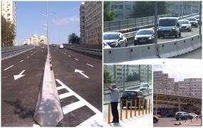 Momentul când primele maşini trec pe Pasajul Doamna Ghica, deschis după cinci ani de lucrări şi şapte termene nerespectate