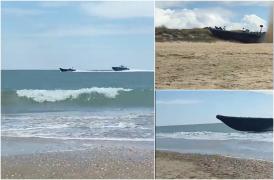 Mai mulţi traficanţi de droguri au dat buzna pe o plajă din Spania cu bărcile pentru a scăpa de poliţie. O familie a surprins momentul