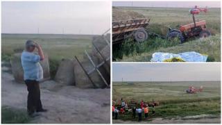 Sfârşit tragic pentru un bărbat de 72 de ani din Brăila. Pompierii l-au scos fără viață de sub o remorcă cu baloți de fân