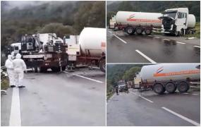 Cisterna GPL care s-a răsturnat pe Valea Oltului ar aparţine firmei ce deţine şi staţia din Crevedia. Circulaţia a fost blocată aproape 4 ore