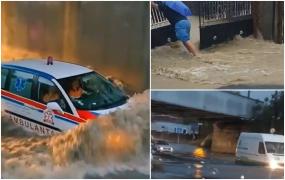 "Ia uite! Nu se poate!" Şuvoaiele formate de ploi au blocat mai multe drumuri importante şi au distrus mai multe gospodării din ţară