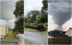 Momentul în care o tornadă lovește în nord-vestul Franței. Vârtejul uriaș a fost filmat de localnici