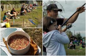 Competiţie acerbă între copii, la concursul de pescuit sportiv din Bistriţa: "Sper să prind un peşte. Am încercat să dau la porumb, la viermi"
