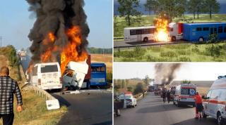 ANIMAŢIE. 18 oameni la un pas de moarte, după o depășire riscantă făcută de autocar. Un adolescent care mergea la școală, în stare critică