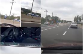 Cursă nebună cu poliţia pe urme, pe DN1. Unul dintre ofiţeri a luat-o la fugă pe jos după maşină, pentru a-l prinde pe şoferul vitezoman. S-au tras focuri de armă