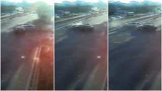 Momentul în care o şoferiţă face praf maşina unui tânăr, pe un bulevard din Timişoara. Femeia de 38 de ani ar fi trecut pe roşu