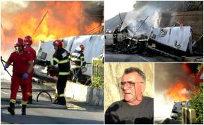 "S-a băgat în stâncă!" TIR bulgăresc în flăcări, pe o şosea din Mehedinţi. Un pompier în timpul liber a salvat șoferul în ultima clipă