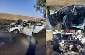 Maşina prefectului de Olt, Mario de Mezzo, s-a aprins ca o torţă în trafic. La volan nu se afla el, ci şefa Cancelariei lui